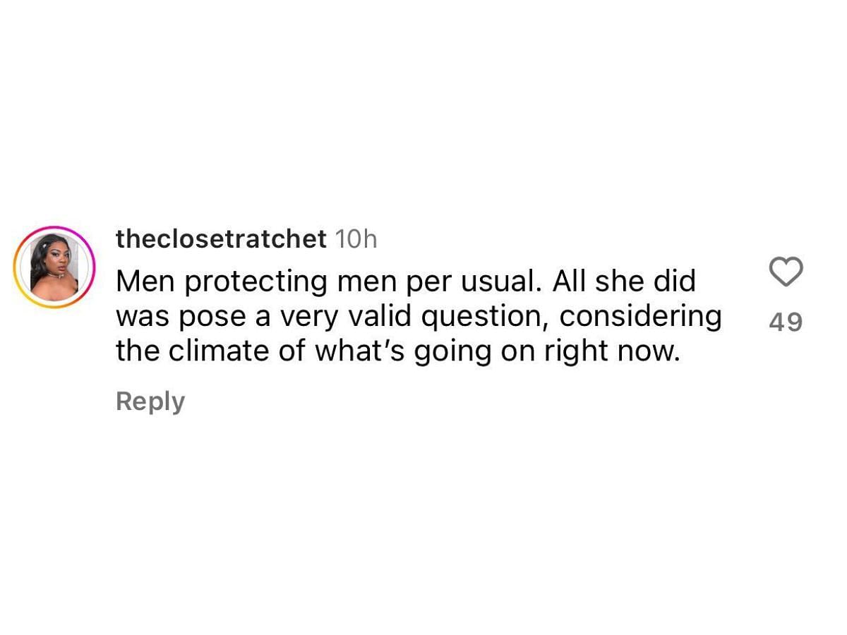 A user disagrees with the panelists on the episode (Image via @theclosetratchet on Instagram)
